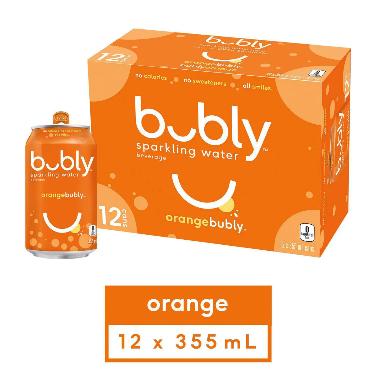 Mia Food Service BUBLY ORANGE SPARKLING WATER CANS 12X355ML BUBLY ORANGE SPARKLING WATER CANS 12X355ML