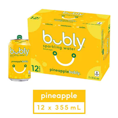 Mia Food Service BUBLY PINEAPPLE SPARKLING WATER CANS 12X355ML BUBLY PINEAPPLE SPARKLING WATER CANS 12X355ML