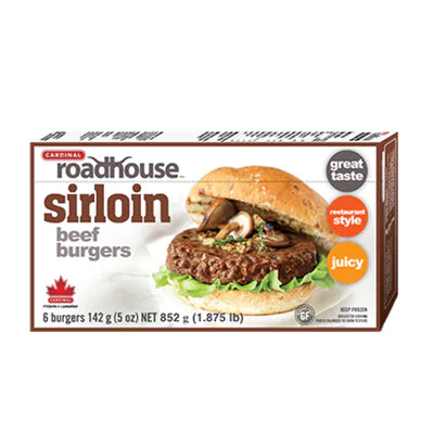 CARDINAL ROADHOUSE SIRLOIN BEEF BURGERS 6X852GR