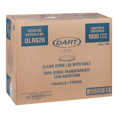 MIA Food Service DART 16-24OZ CLEAR DOME LIDS WITH HOLE 10X100EA DART 16-24OZ CLEAR DOME LIDS WITH HOLE 10X100EA