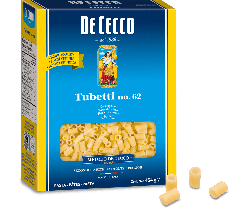 MIA Food Service DECECCO TUBETTI #62 PASTA 20X454GR DECECCO TUBETTI #62 PASTA 20X454GR