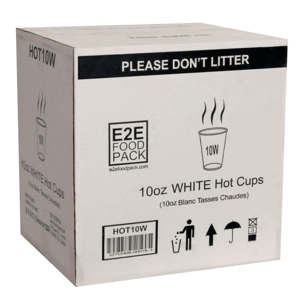 E2E 10OZ WHITE HOT CUPS 20X50EA