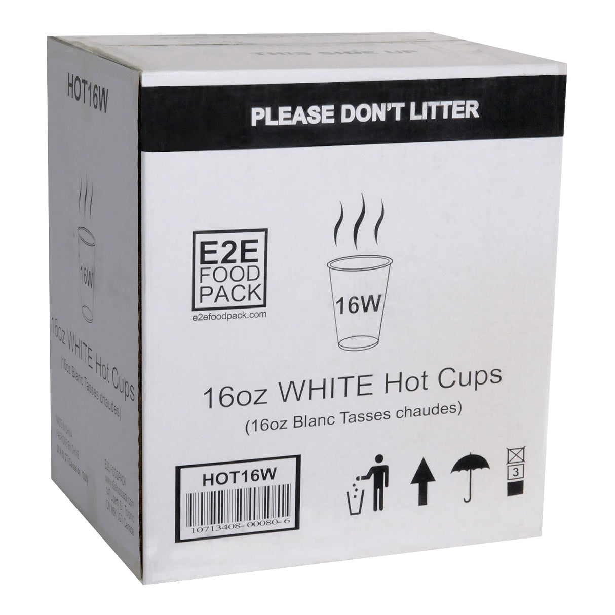 E2E 16OZ WHITE HOT CUPS 20X50EA