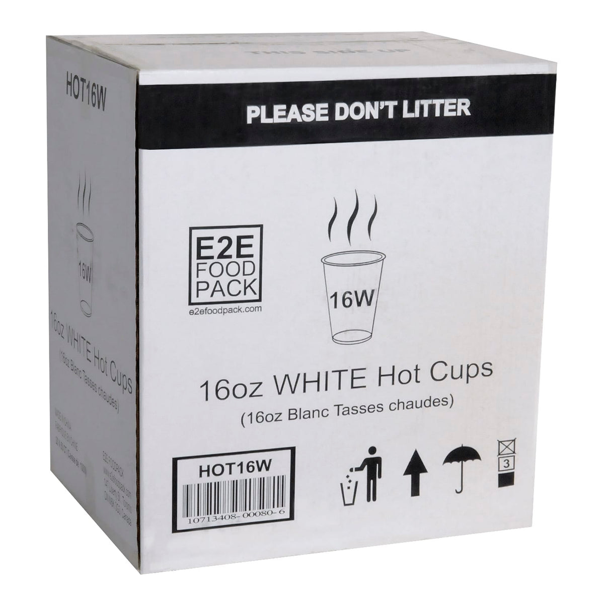 MIA Food Service E2E 16OZ WHITE HOT CUPS 20X50EA E2E 16OZ WHITE HOT CUPS 20X50EA