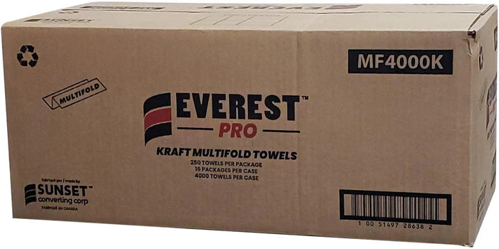 EVEREST BROWN MULTIFOLD PAPER TOWELS 16X250EA