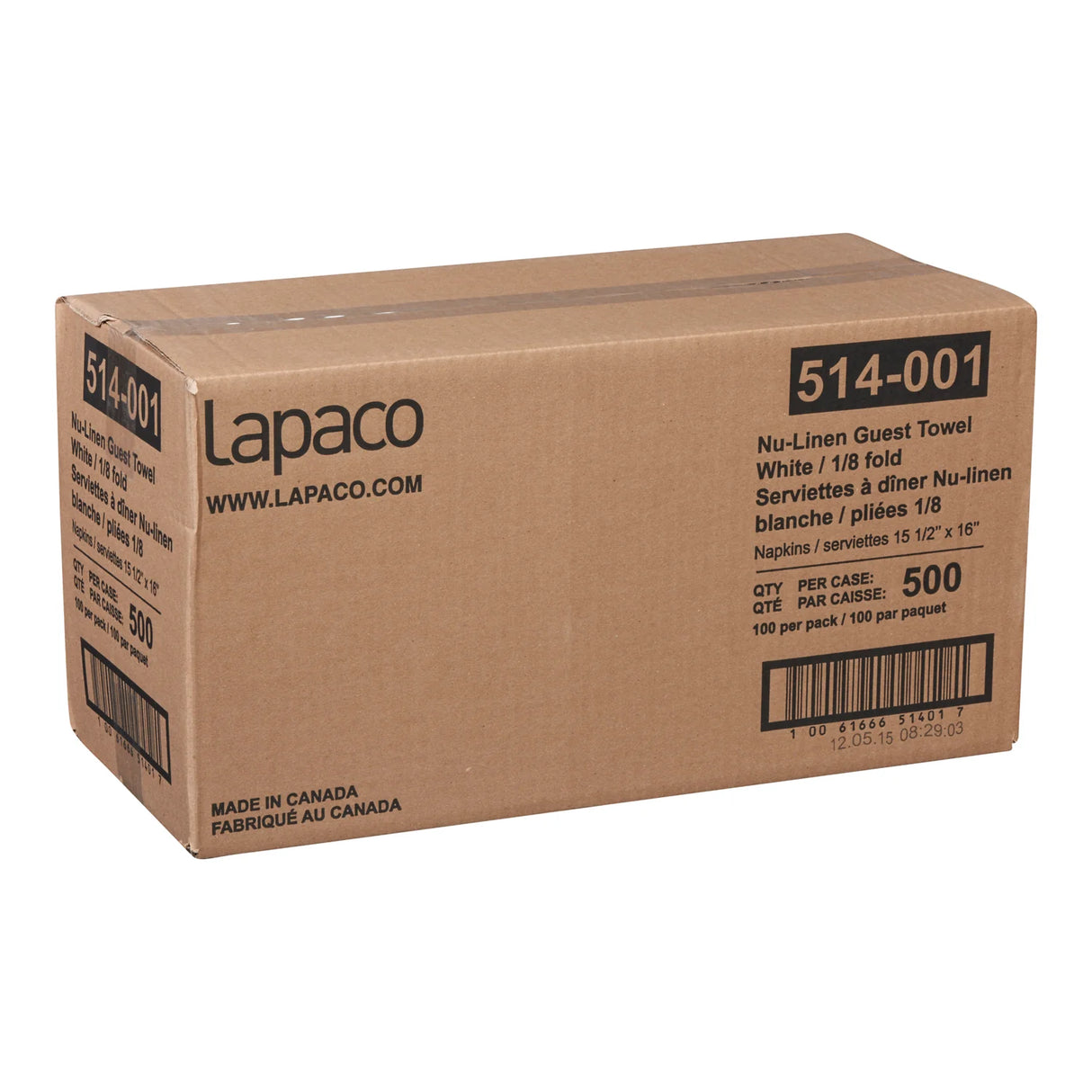 LAPACO NU-LINEN GUEST TOWELS 1/8 FOLD 5X100EA