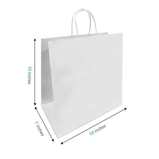 MIA Food Service MAHER 13X7X13 WHITE HANDLE BAGS 250EA MAHER 13X7X13 WHITE HANDLE BAGS 250EA
