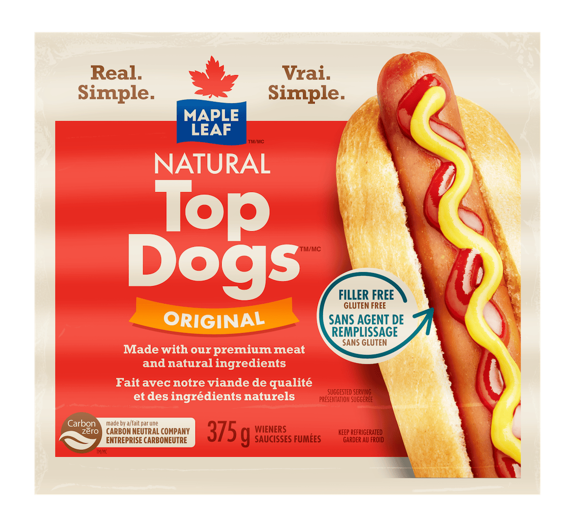 MIA Food Service MAPLE LEAF ORIGINAL TOP HOT DOGS 375GR MAPLE LEAF ORIGINAL TOP HOT DOGS 375GR