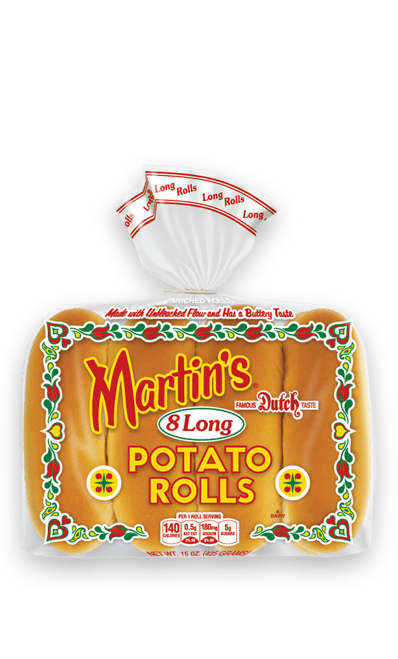 MIA Food Service MARTINS LONG POTATO ROLL HOT DOG BUNS 8X8EA MARTINS LONG POTATO ROLL HOT DOG BUNS 8X8EA