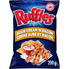 MIA Food Service RUFFLES SOUR CREAM & BACON CHIPS 200GR RUFFLES SOUR CREAM & BACON CHIPS 200GR