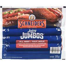 Mia Food SCHNEIDERS ALL BEEF JUICY JUMBOS HOT DOGS 375GR SCHNEIDERS ALL BEEF JUICY JUMBOS HOT DOGS 375GR