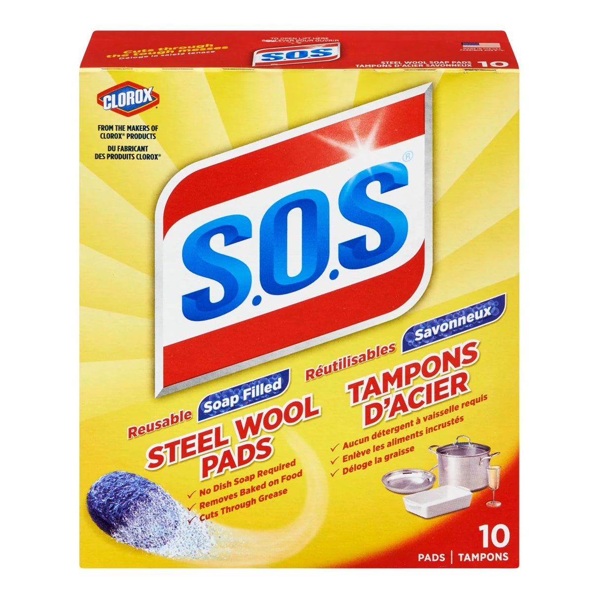 SOS STEEL WOOL SOAP PADS 10EA