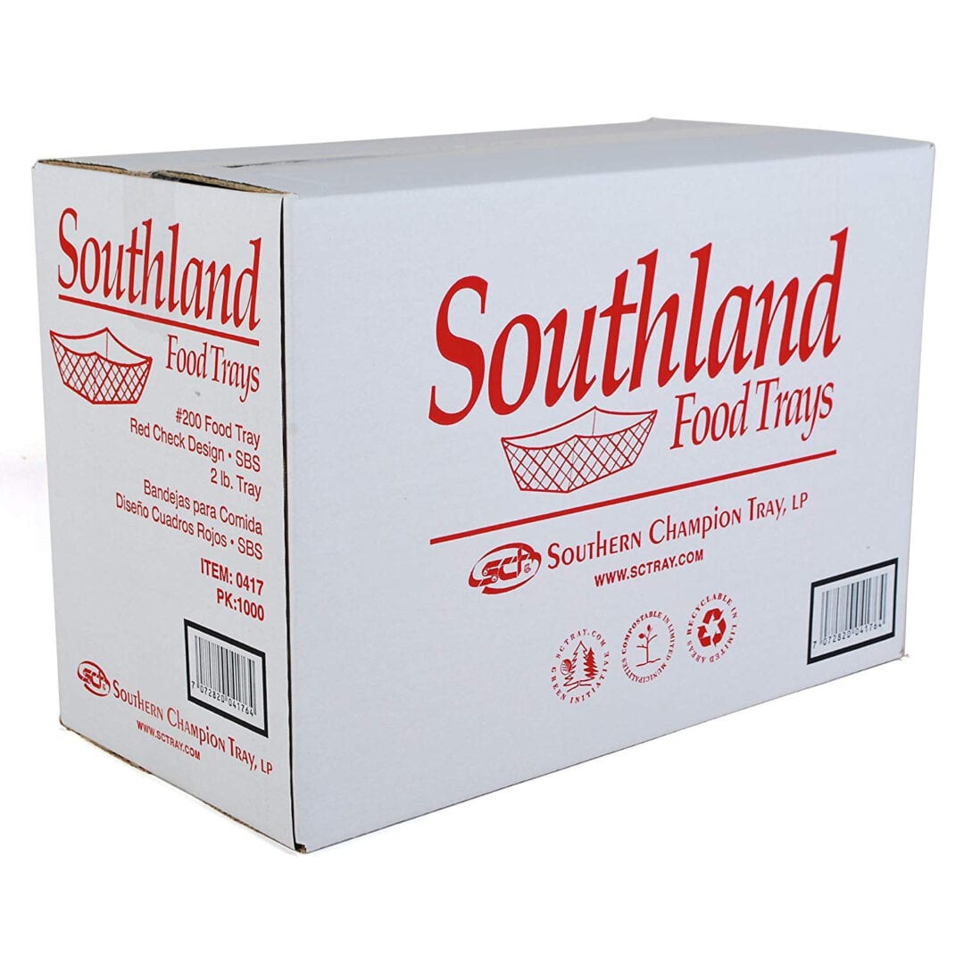 SOUTHLAND 2LB RED CHECKERED BIO FOOD TRAYS 4X250EA