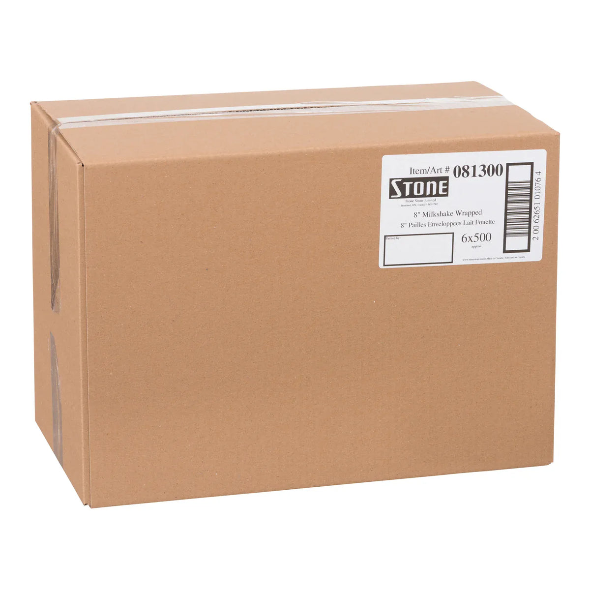 MIA Food Service STONESTRAW 8" MILKSHAKE WRAPPED STRAWS 6X500EA STONESTRAW 8" MILKSHAKE WRAPPED STRAWS 6X500EA