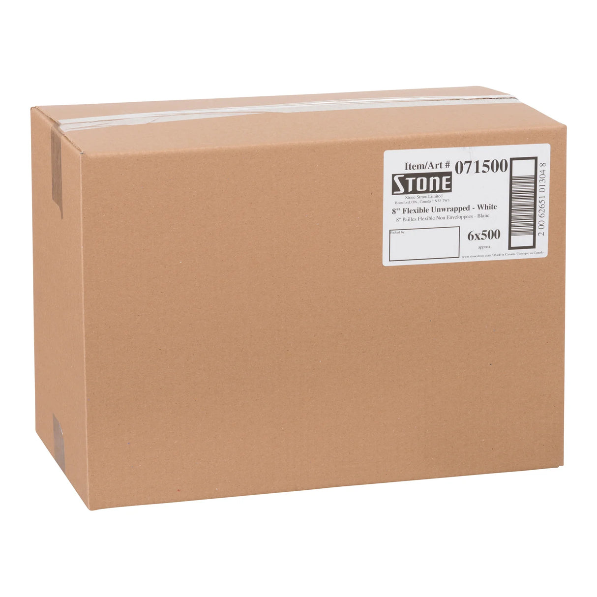 STONESTRAW 8" WHITE FLEXIBLE STRAWS 6X500EA