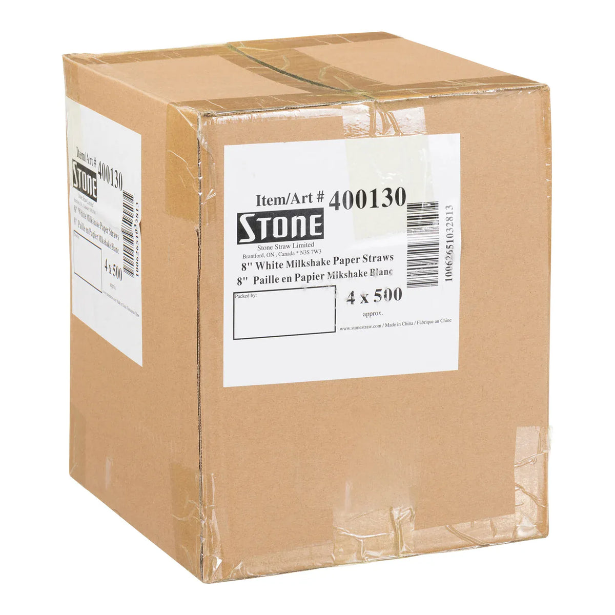 MIA Food Service STONESTRAW 8" WHITE MILKSHAKE PAPER STRAWS 4X500EA STONESTRAW 8" WHITE MILKSHAKE PAPER STRAWS 4X500EA