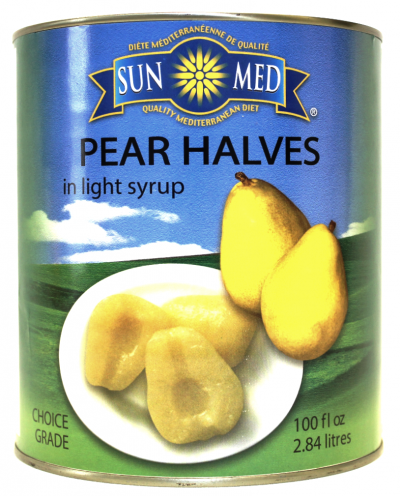 SUN MED PEAR HALVES IN LIGHT SYRUP 6X100OZ