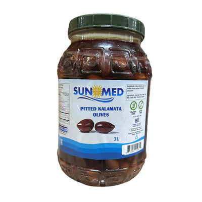 SUNMED PITTED KALAMATA OLIVES 3L