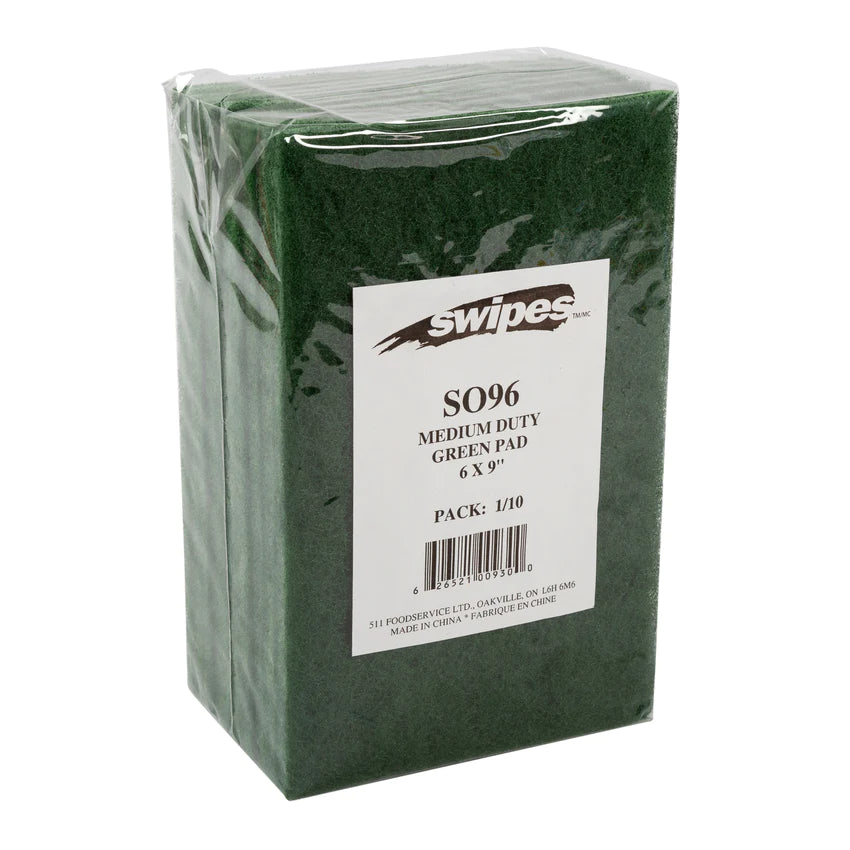 SWIPES 6X9 GREEN SCOURING PADS 10EA