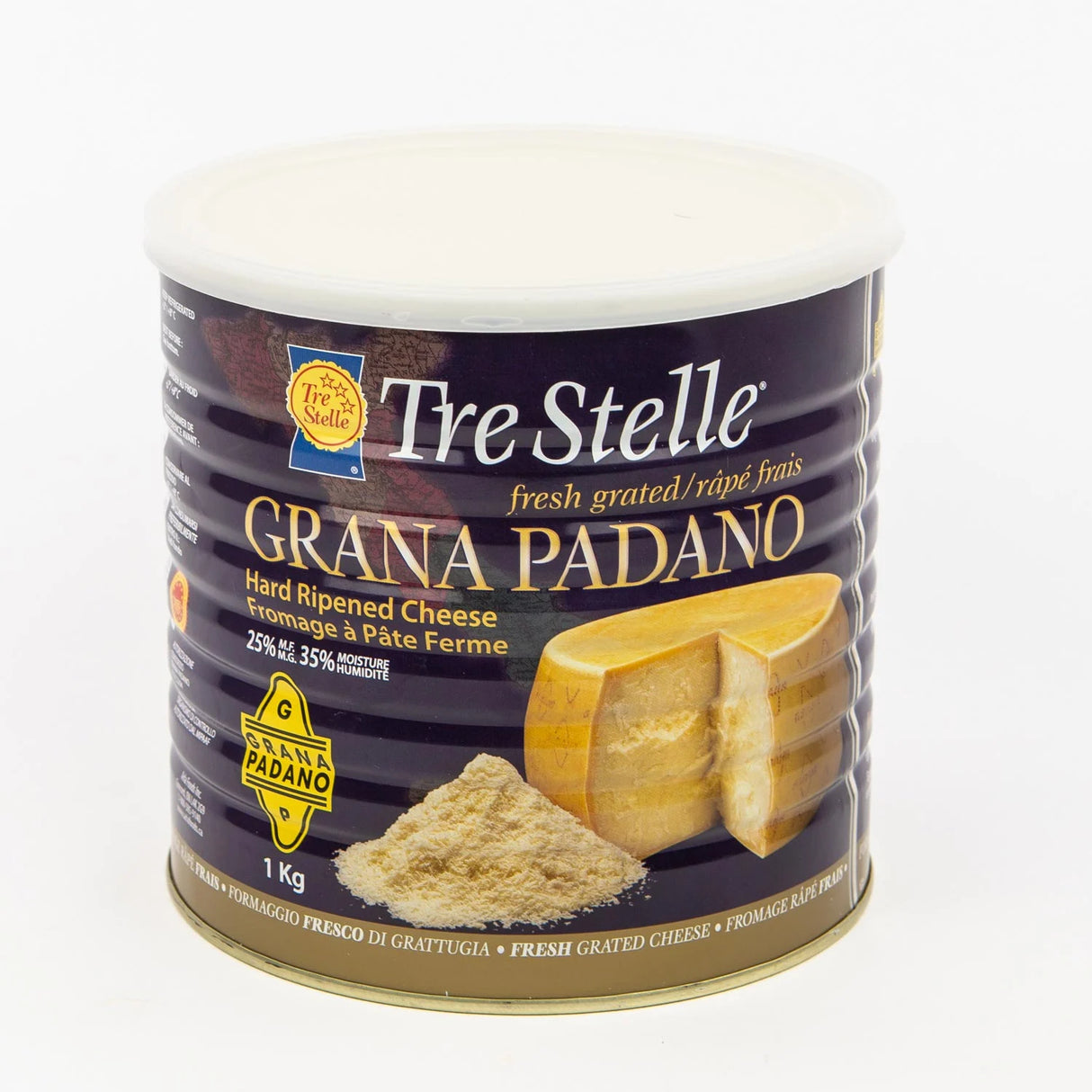 TRE STELLE GRATED GRANA PADANO CHEESE TIN 1KG