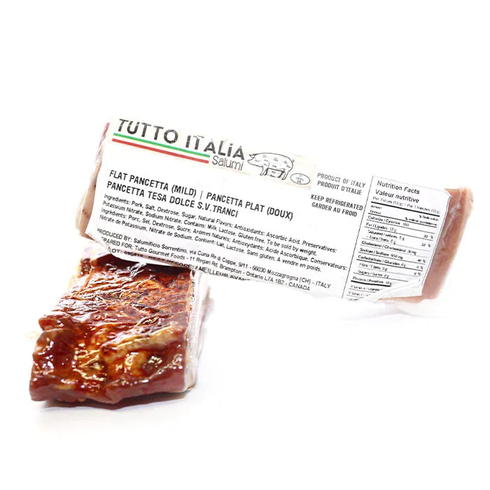 MIA Food Service TUTTO ITALIA PANCETTA MILD FLAT PER KG TUTTO ITALIA PANCETTA MILD FLAT PER KG