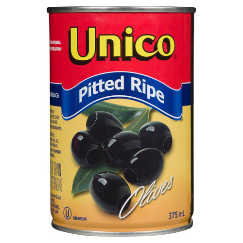 UNICO BLACK PITTED RIPE OLIVES 375ML