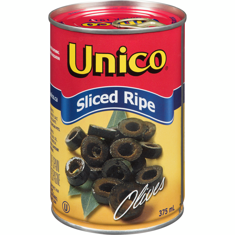UNICO SLICED BLACK OLIVES 375ML
