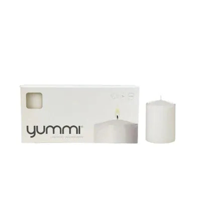 MIA Food Service YUMMI WHITE PILLAR CANDLES 2.8X4" 4X3EA YUMMI WHITE PILLAR CANDLES 2.8X4" 4X3EA