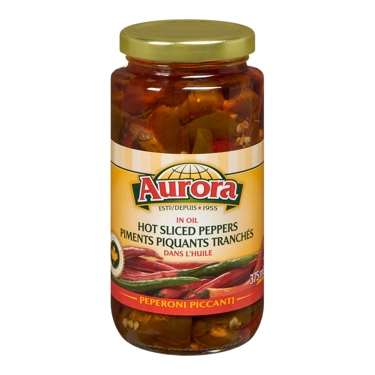 AURORA PEPPERS SLICED HOT 375ML