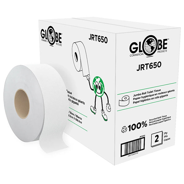 GLOBE JUMBO ROLL TOILET TISSUE 650 FT 2PLY 1EA