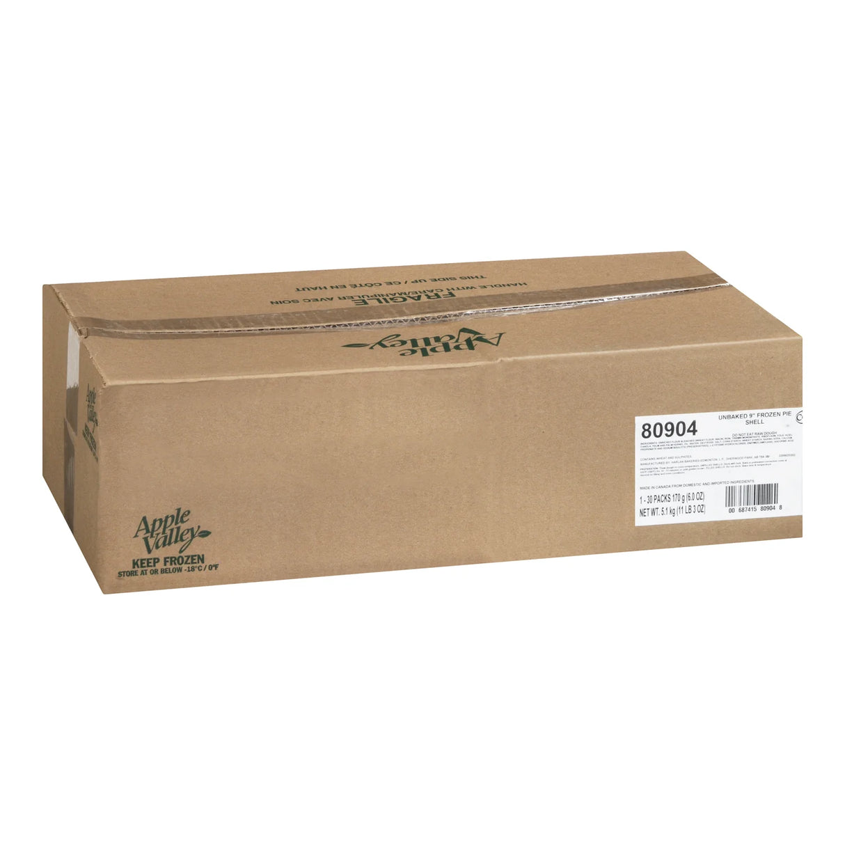 APPLE VALLEY 9" PIE SHELLS 30X170GR
