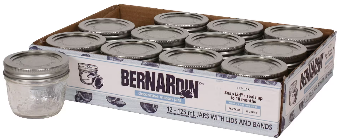 BERNARDIN REGULAR MASON JARS 12X125ML