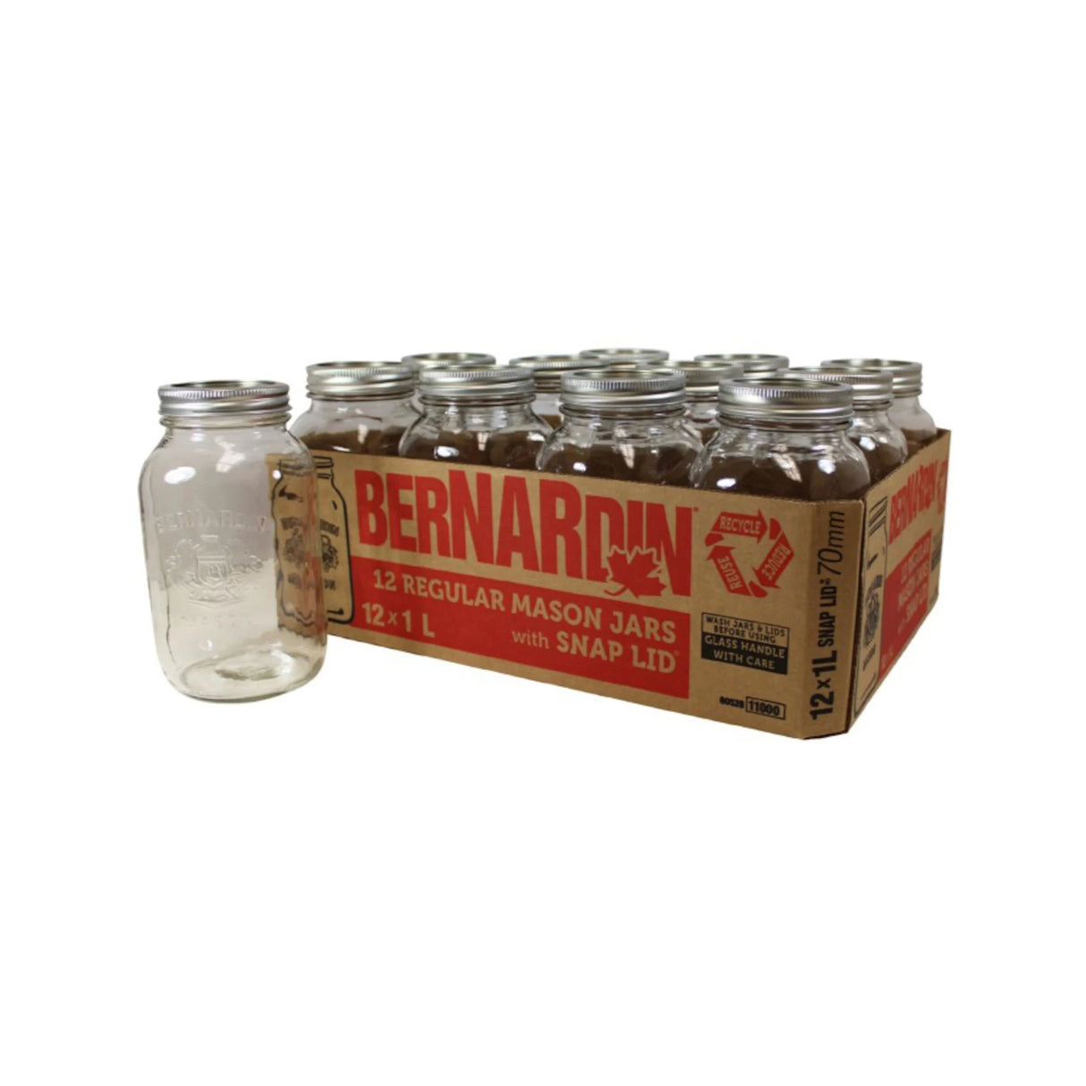 BERNARDIN REGULAR MASON JARS 12X1L