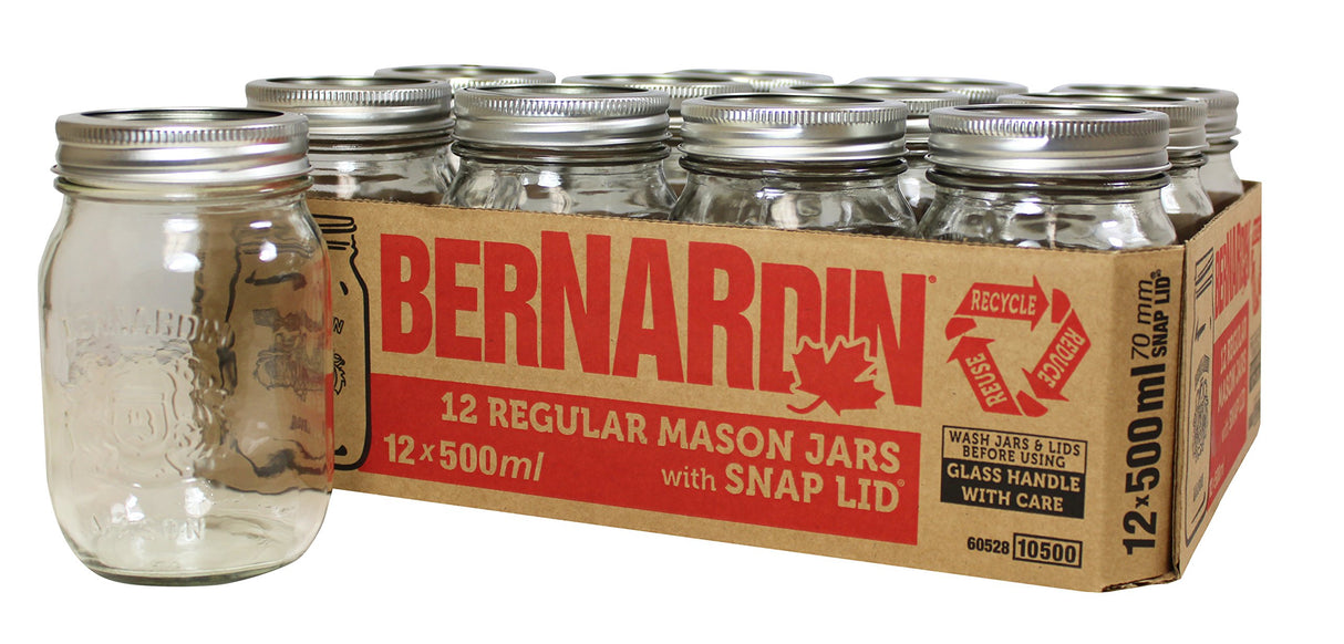 BERNARDIN REGULAR MASON JARS 12X500ML