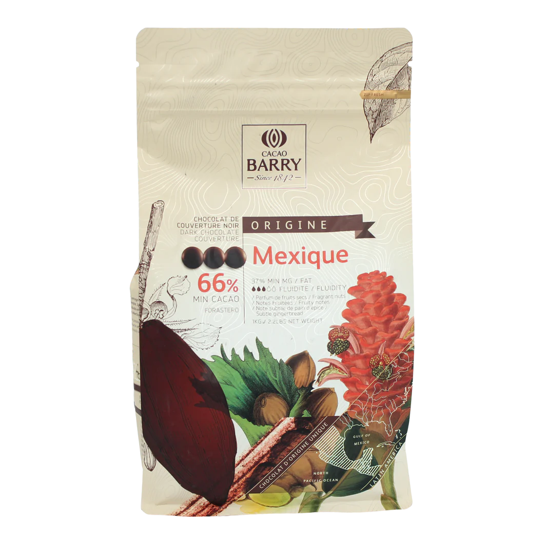 CACAO BARRY 66% MEXIQUE SEMI SWEET PISTOLES 1KG