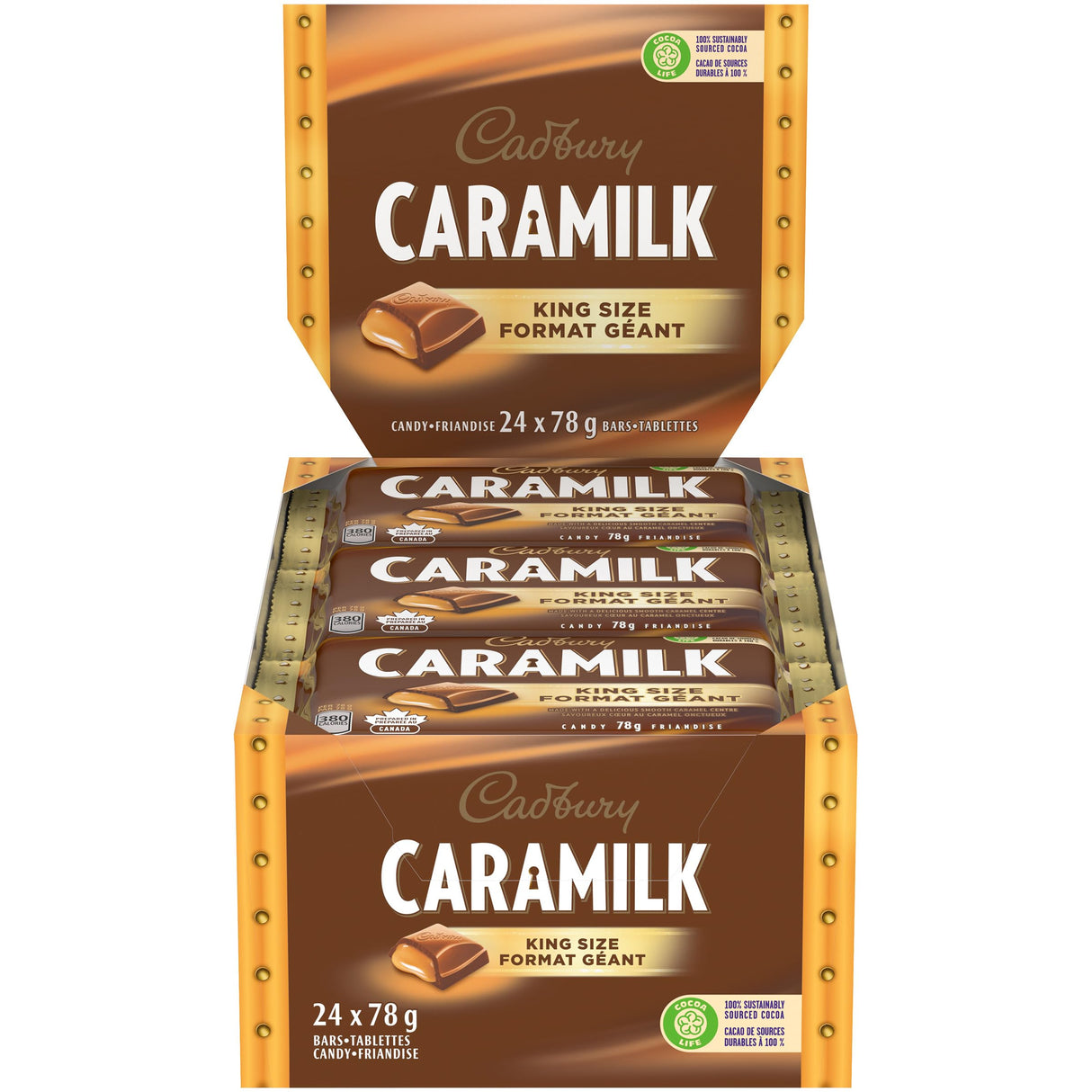 CADBURY CARAMILK KING SIZE CHOCOLATE BARS 24X78GR