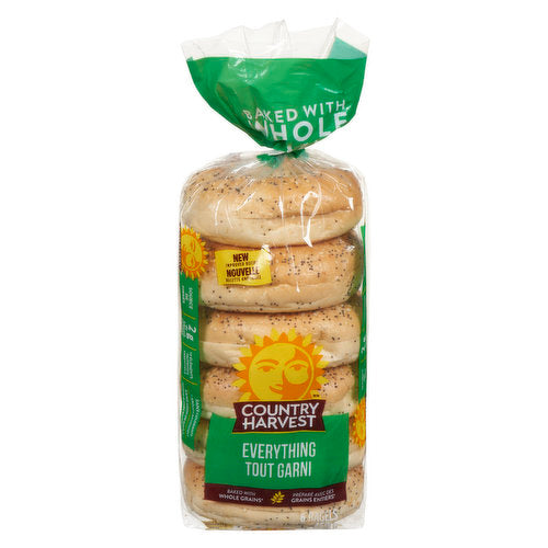 COUNTRY HARVEST EVERYTHING BAGELS 6EA 450GR