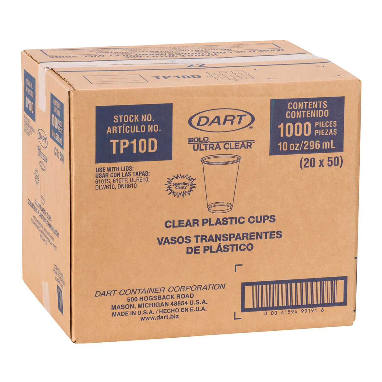 DART 10OZ CLEAR CUPS 20X50EA