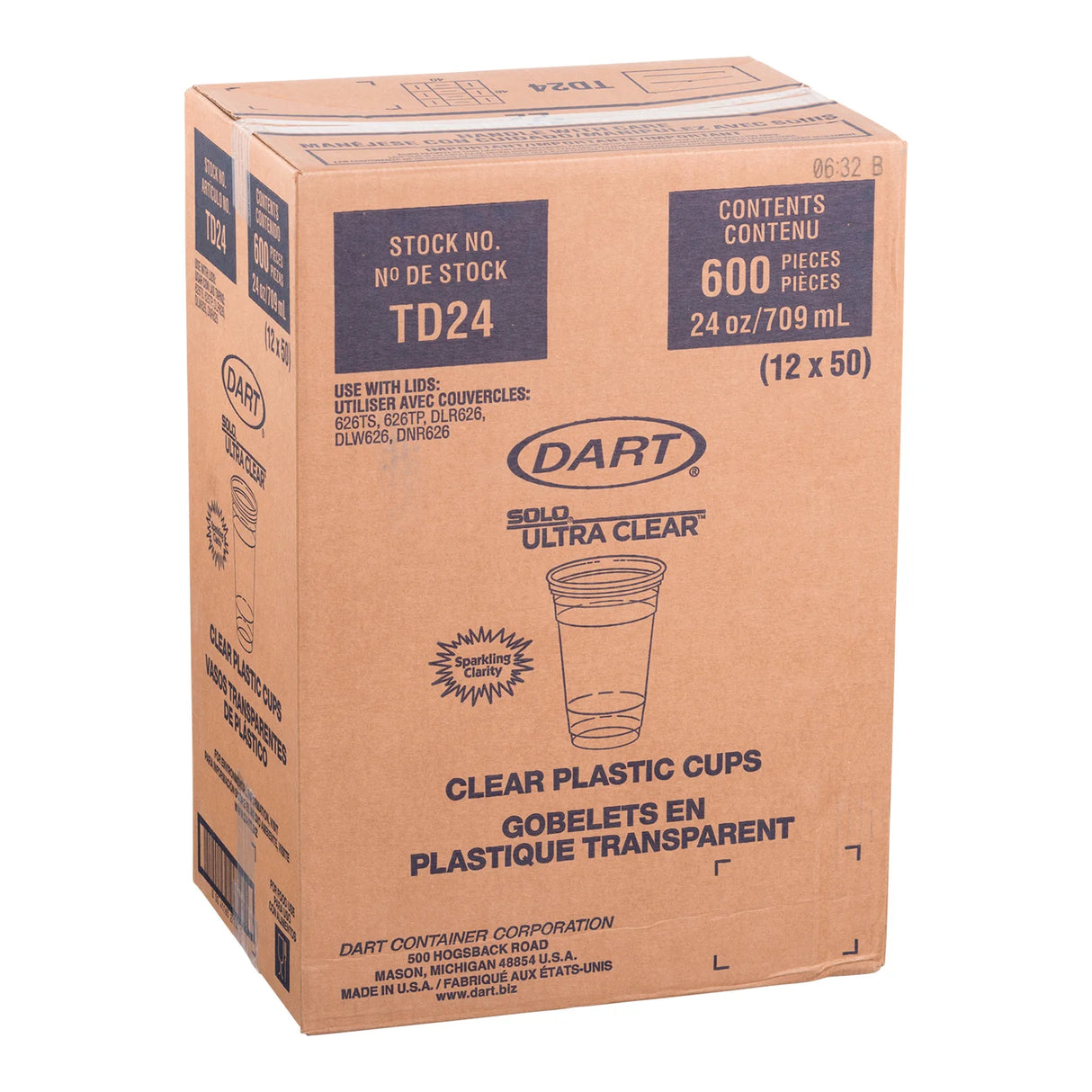 DART 24OZ CLEAR CUPS 12X50EA