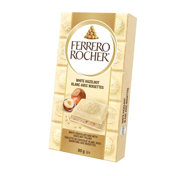 FERRERO ROCHER WHITE HAZELNUT CHOCOLATE BARS 16X90GR