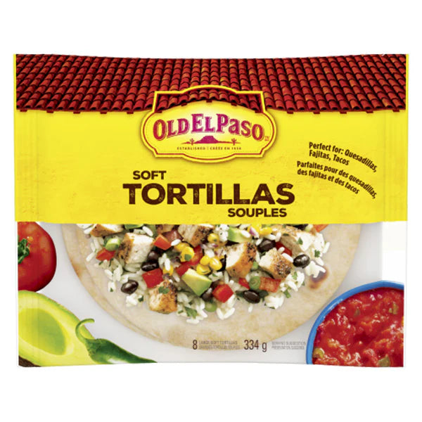 OLD EL PASO LARGE TORTILLAS 8EA 334GR