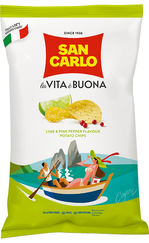 SAN CARLO CHIPS LIME & PEPPER 20X50GR