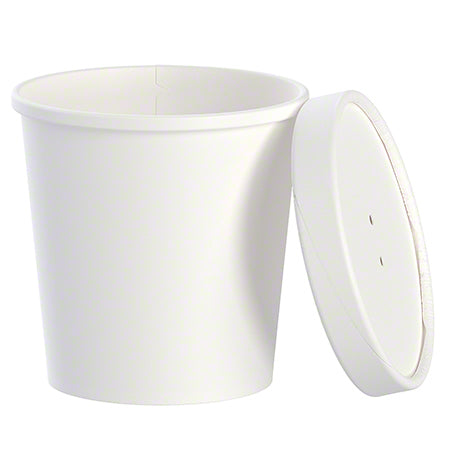 SOLO 16OZ WHITE SOUP PAPER CONTAINERS WITH LIDS COMBO 250EA