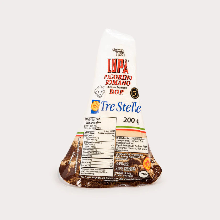 TRE STELLE PECORINO ROMANO LUPA CHEESE 200GR