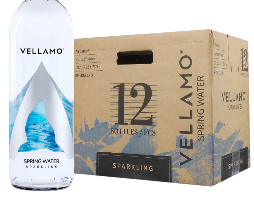 VELLAMO SPARKLING SPRING WATER GLASS 12X750ML