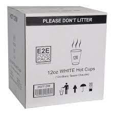 E2E 12OZ WHITE HOT CUPS 20X50EA