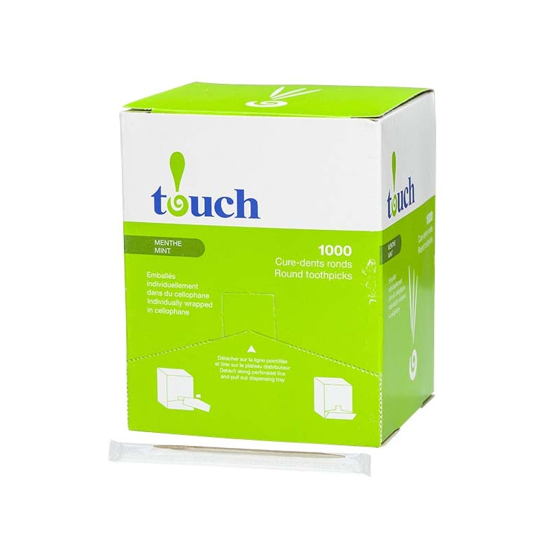 TOUCH TOOTHPICKS MINT CELLO WRAPPED 1000EA