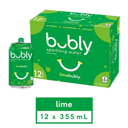 BUBLY LIME SPARKLING WATER CANS 12X355ML