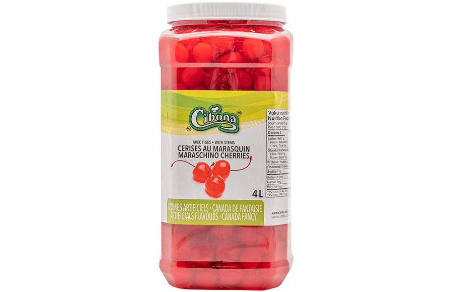 CIBONA RED COCKTAIL MARASCHINO CHERRIES WITH STEM 4L