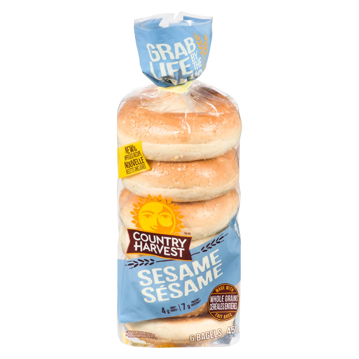 COUNTRY HARVEST SESAME BAGEL 6EA 450GR